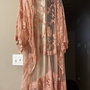 Pink lace cover up